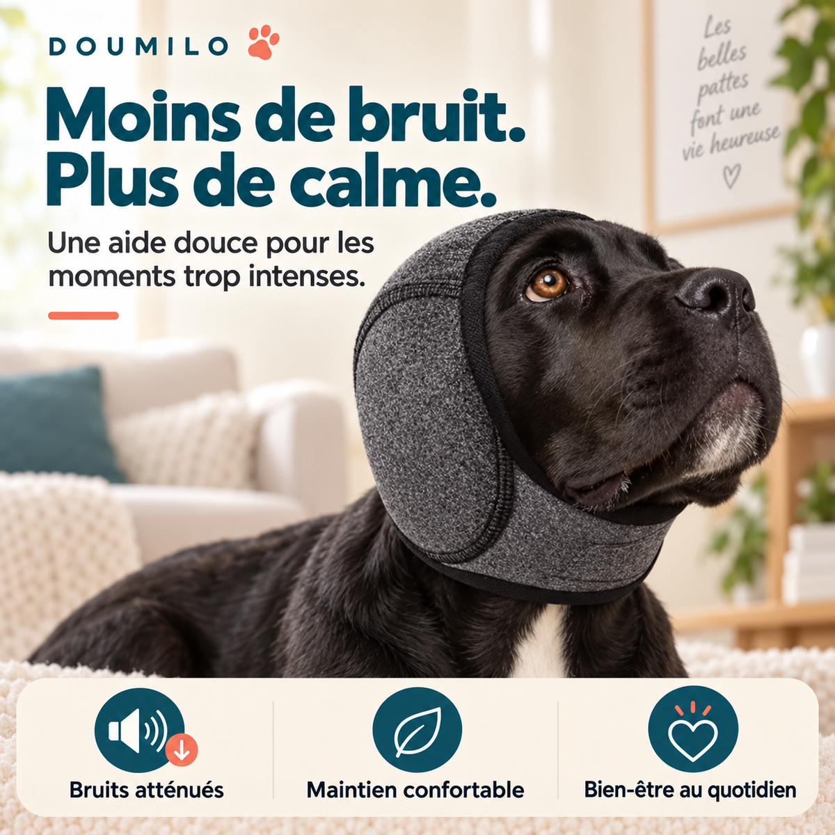 Cache-oreilles apaisant pour chien